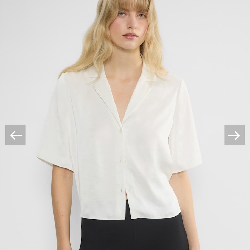 Wilfred Cream Boxy Button Down Linen Shirt